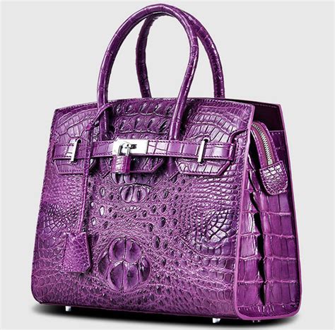 purple crocodile handbags